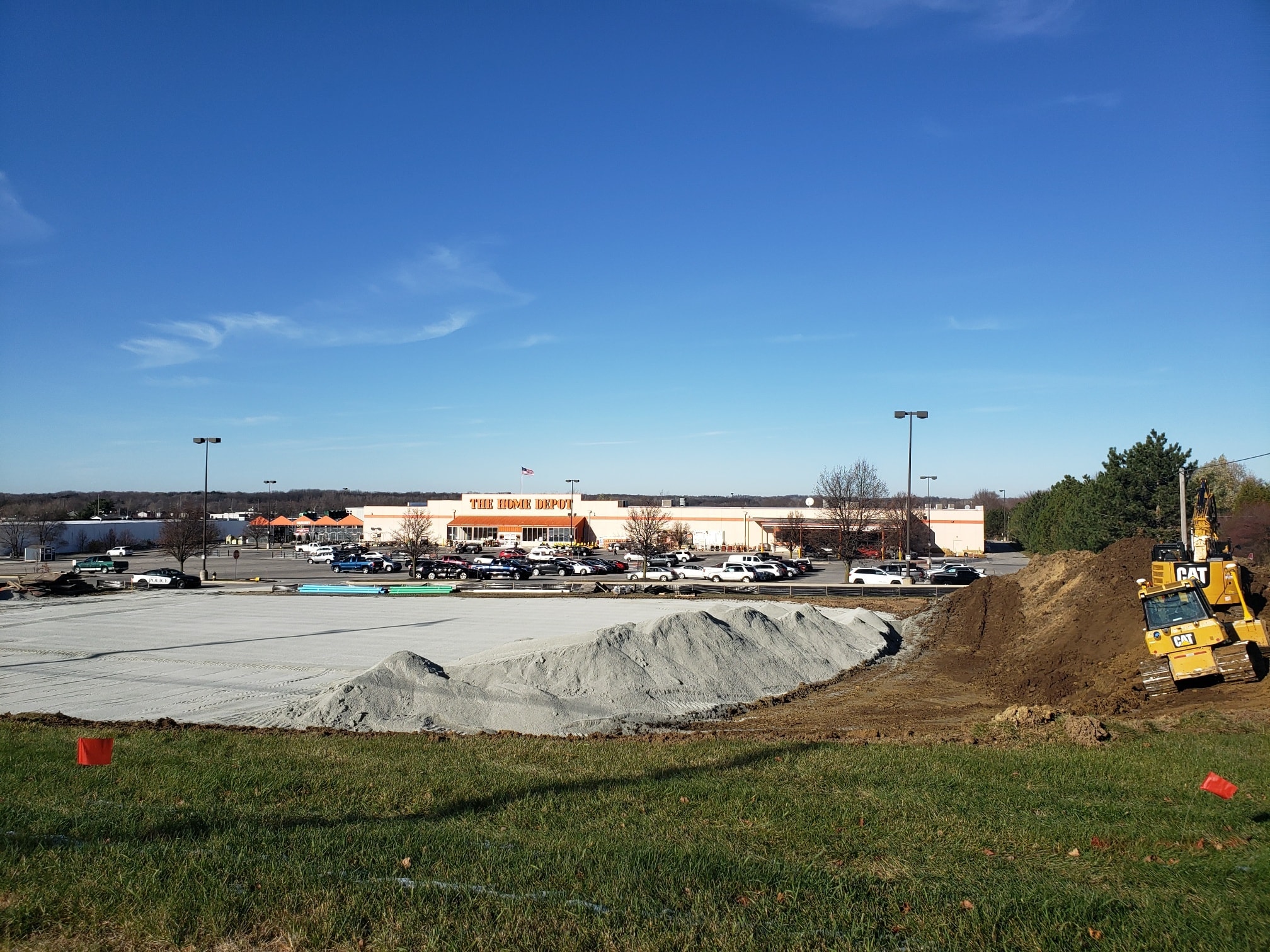 Construction equipment in front of Logansport Home Depot