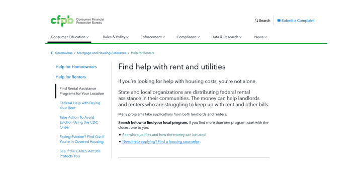 Thumbnail for the post titled: CFPB Releases online tool to help renters and landlords access federal assistance