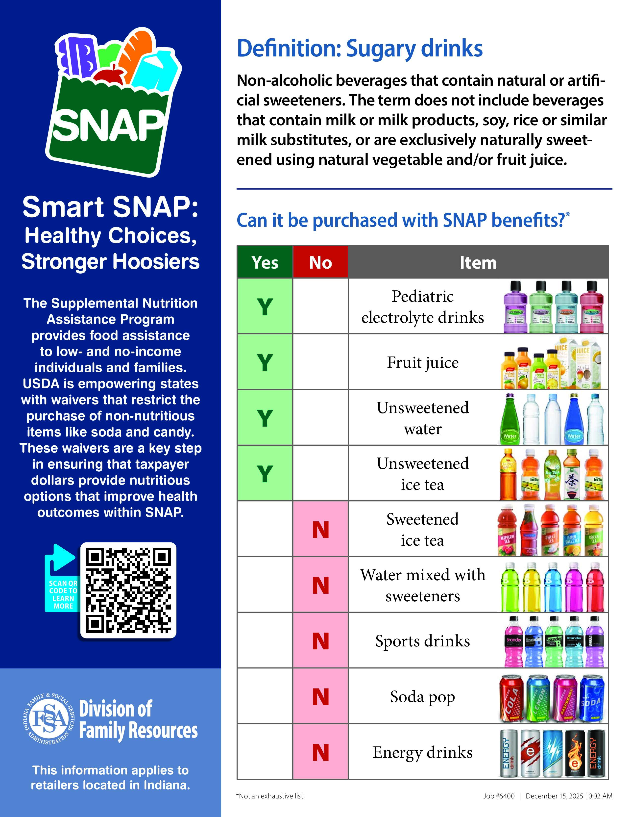 Flyer showing examples of sugary drinks